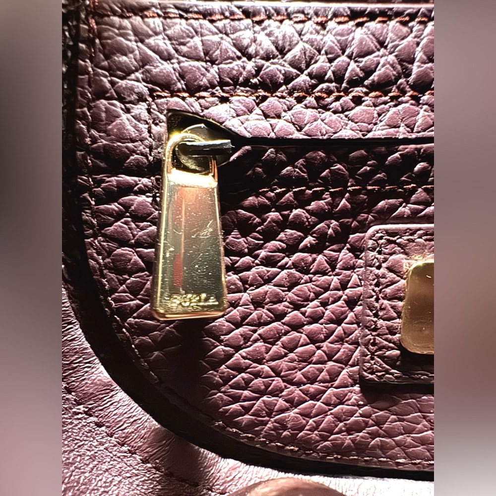 Furla Purple Leather Saddle Crossbody Bag - 7.5" x 6.5 - “Bordeaux” Mini Glenn - Picture 11 of 13
